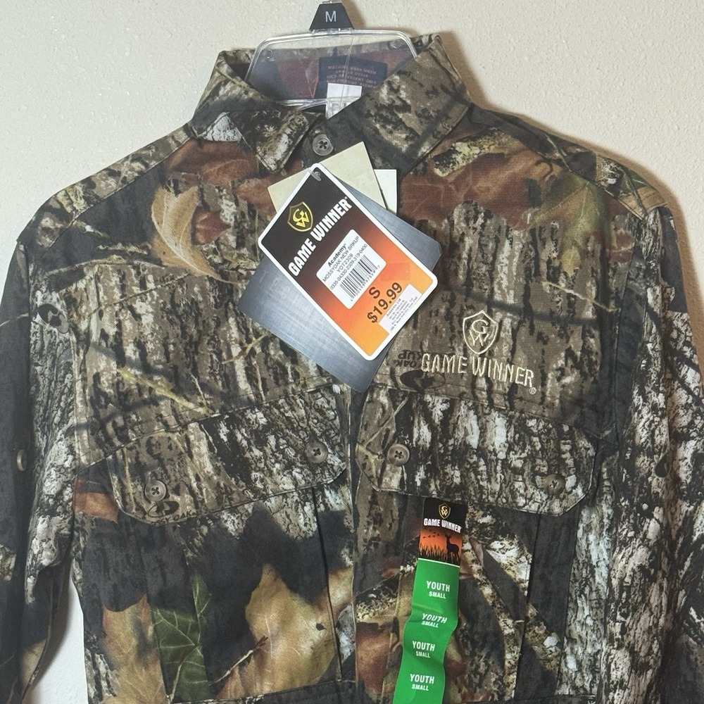 Game Winner Youth Small Camo Button Up Hunting Shirt Long Sleeve Outdoors